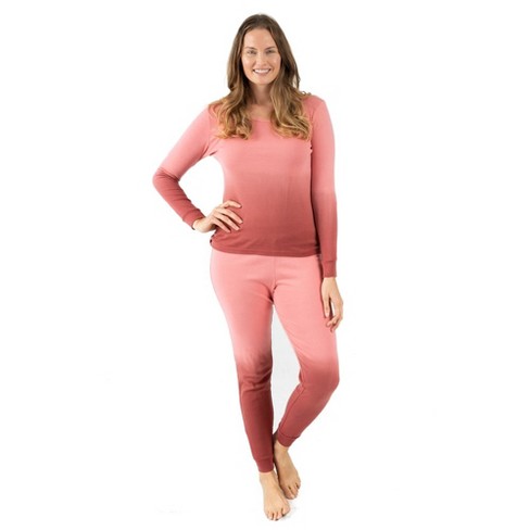 Leveret Womens Two Piece Thermal Pajamas Solid Hot Pink XL