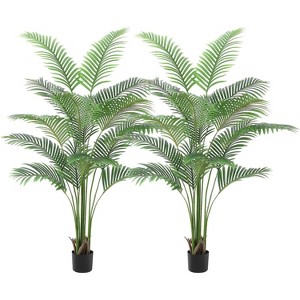 Artificial Palm Trees for Indoor, Faux Floor Palm Plant with Realistic Trunks and Lifelike Palm Leaves, Fake Plants Tropical Plants - 1 of 4