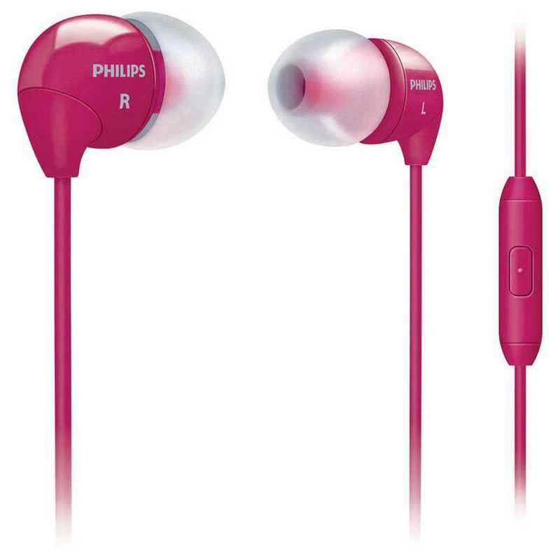 Philips SHE3595 In-Ear Wired Earbuds with Mic Pink, 1 of 6