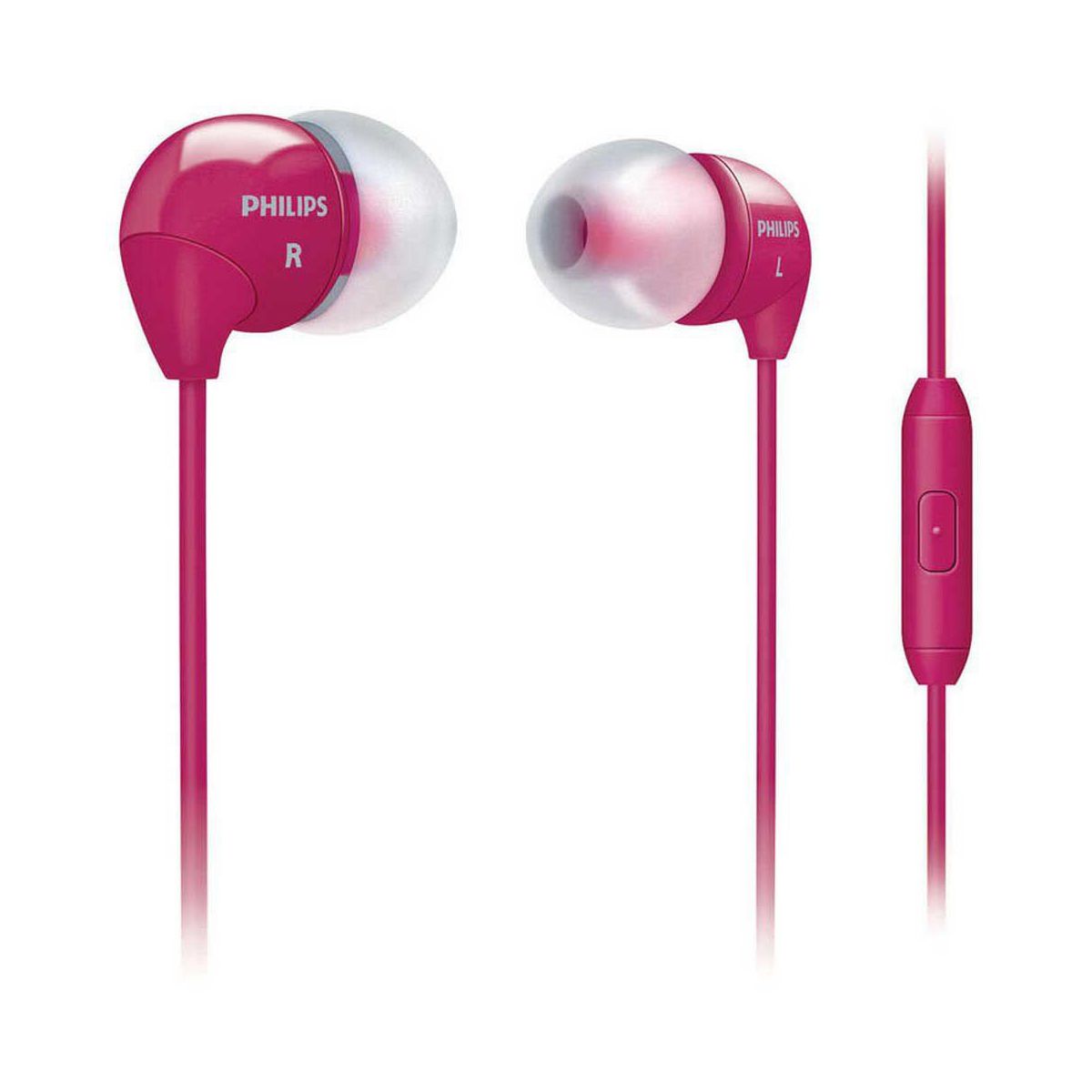 PHILIPS Wired Earbuds with Microphone - Noise-Isolating Tips, Clear sound, 3.5mm Jack - PINK