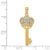 Black Bow Jewelry 14k Yellow Gold & White Rhodium Fleur De Lis Crown Key Pendant, 12mm - 2 of 4