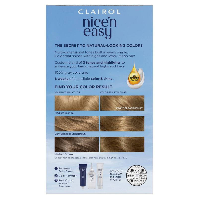 Clairol Nice'n Easy Permanent Hair Color Cream Kit - Blonde, 2 of 10