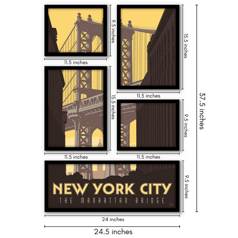 Americanflat New York City Of Dreams 5 Piece Grid Wall Art Room Decor Set - Vintage landscape Modern Home Decor Wall Prints, 3 of 6