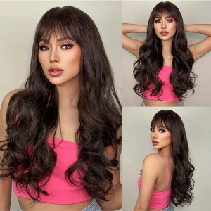 Jessie's Wig 26 Inch Long Wavy Bangs Wig Synthetic Wig Natural Black 1 Pc/Pack - 1 of 4