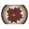 Earth Rugs Poinsettia Round Trivet – 10" Christmas Floral Print on Braided Jute Hot Pad - 2 of 3