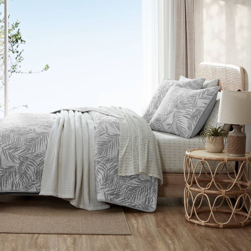 Tommy Bahama Palmday 100% Cotton Quilt Bedding Set Gray, 4 of 7