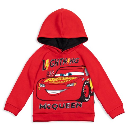 Disney Pixar Cars Lightning McQueen Big Boys Fleece Pullover Hoodie Awesome  Red 10-12