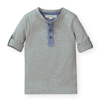 Hope & Henry Boys' Henley Tee With Rolled Sleeves (gray Heather, Large ...