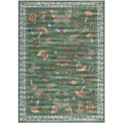 Washable Hallway Runner Rug, Modern Insect Floral Low Pile Kitchen Runner, Soft Non-Slip Stain-Resistant Carpet for Laundry or Bedroom