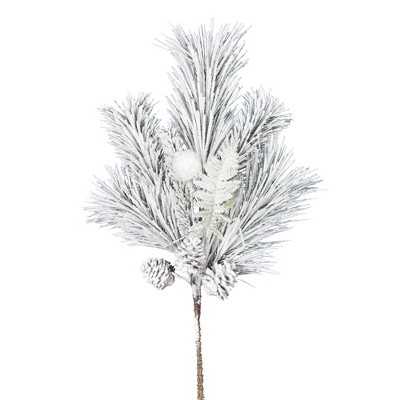 Vickerman 28" Frosted Beacon Pine Artificial Christmas Spray. Includes 3 sprays per pack.