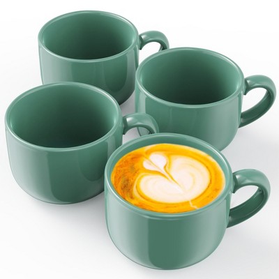 Omniware Teaz Cafe 24oz Jumbo Mug, Set of 4 - Rustic Stoneware, Oversized Handle, Dishwasher Safe, Lead-Free Glaze