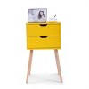 Resenkos Mid-Century Nightstand with 2 Sliding Drawers, Wood Sofa Side Table, Modern End Table for Living Room Bedroom, Set of 2, Night Stand Yellow - 3 of 4