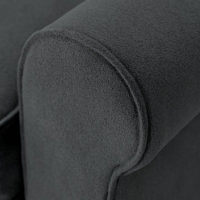 Charcoal Microfiber Rolled Arm Sofa with Pillow Back