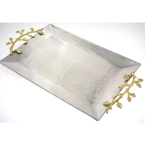 Jiallo  Gilt Leaf Rectangular Tray Stainless Steel, 21 x 12" - image 1 of 1