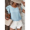 Amaryllis Women’s Double Layer Ruffle Sleeve Crinkled Textured Woven Scoop Neck Blouse Lightweight - 2 of 4