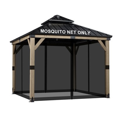 Aoodor Gazebo Replacement Netting Screen, Universal Gazebo 4-Panel Mosquito Net Sidewalls with Double Zippers for Outdoor Patio