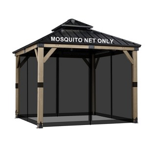 Aoodor Universal 10 x 10 ft. Gazebo Replacement Mosquito Netting Screen 4-Panel Sidewalls(Only Netting) - 1 of 4