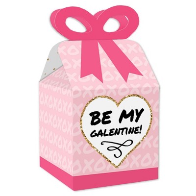 Big Dot of Happiness Be My Galentine - Square Favor Gift Boxes - Galentine's & Valentine's Day Party Bow Boxes - Set of 12