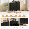 Elegant Shoe Cabinet with Arched Doors and Drawer, Cream Style Storage Sideboard with Adjustable Shelves and Solid Wood Legs for Entryway - 2 of 4