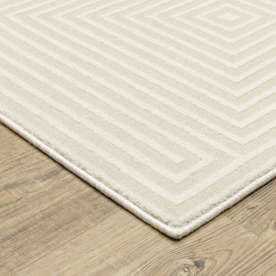 Ivory Geometric Rectangular Synthetic Area Rug 5'3" x 7'6"