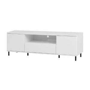 VANIRROR Modern TV Console, TV Stand & Entertainment Cabinet with Storage Shelves – White TV Cabinet for Living Room, Bedroom, or Home Theater - 1 of 4