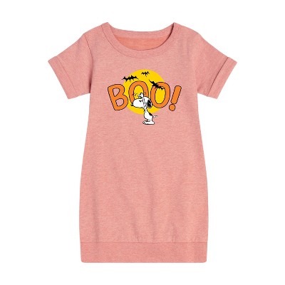 - Peanuts - Boo Snoopy Graphic Short Sleeve Fleece Dress