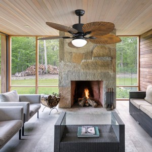 48"Quiet Ceiling Fans,5 Blades Ceiling Fan,Tropical Ceiling Fan With 3 Speed Wind 3 Color Dimmable Led Light Remote Control,Ac Motor-The Pop Home - 1 of 4