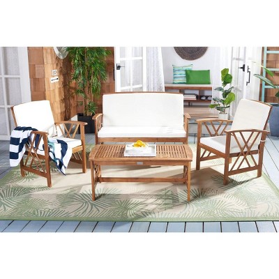 Fontana Brown Acacia 4-Piece Outdoor Conversation Set