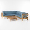 GDFStudio Keith Outdoor Acacia Wood 5 Seater Sectional Sofa Chat Set with Water-Resistant Cushions - 2 of 4