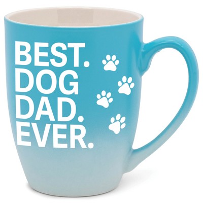Elanze Designs Best Dog Dad Ever Two Toned Ombre Matte Teal and White 12 ounce Ceramic Stoneware Coffee Cup Mug