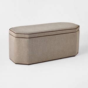 Storage Bench with Twisted Piping Detail Brown Linen - Threshold™ designed with Studio McGee - 1 of 4