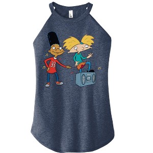 Women's - Hey Arnold! - HA Air Guitar Graphic High Neck Tank - 1 of 3