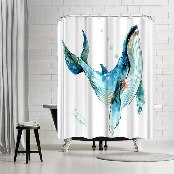 Americanflat 71" x 74" Shower Curtain, Humpback Whale Whimsical by Suren Nersisyan