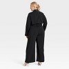 Women's Long Sleeve Wrap Front Jumpsuit - A New Day™ Black - image 2 of 3