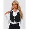 Allegra K Women's Vintage Button-Up Sleeveless Cropped Jean Waistcoat Vest - 2 of 4