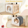Tangkula Wood Cat Tree w/Dual Cat Condos Sturdy Metal Tubes Frame Sisal Scratching Posts - 4 of 4