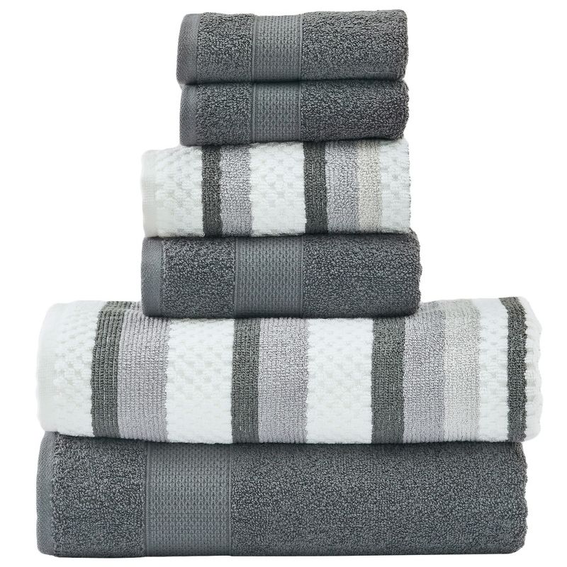 Modern Threads Pax 6 Piece Jacquard 100% Cotton Bath Towel Set., 1 of 5