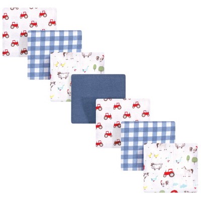Image of Hudson Baby Infant Boy Cotton Flannel Receiving Blankets Bundle, Boy Farm Animals, One Size