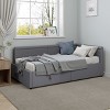 CAVINAS Twin Size L-Shape Corner Bed Frame with 2 Storage Drawers,Linen Upholstered Daybed for Kids Room,Bedroom - 2 of 4