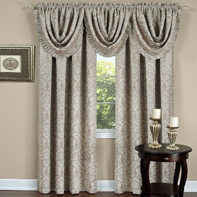 Kate Aurora 5 Pc. Damask Thermal Blackout Rod Pocket Window Curtains & Valances Set