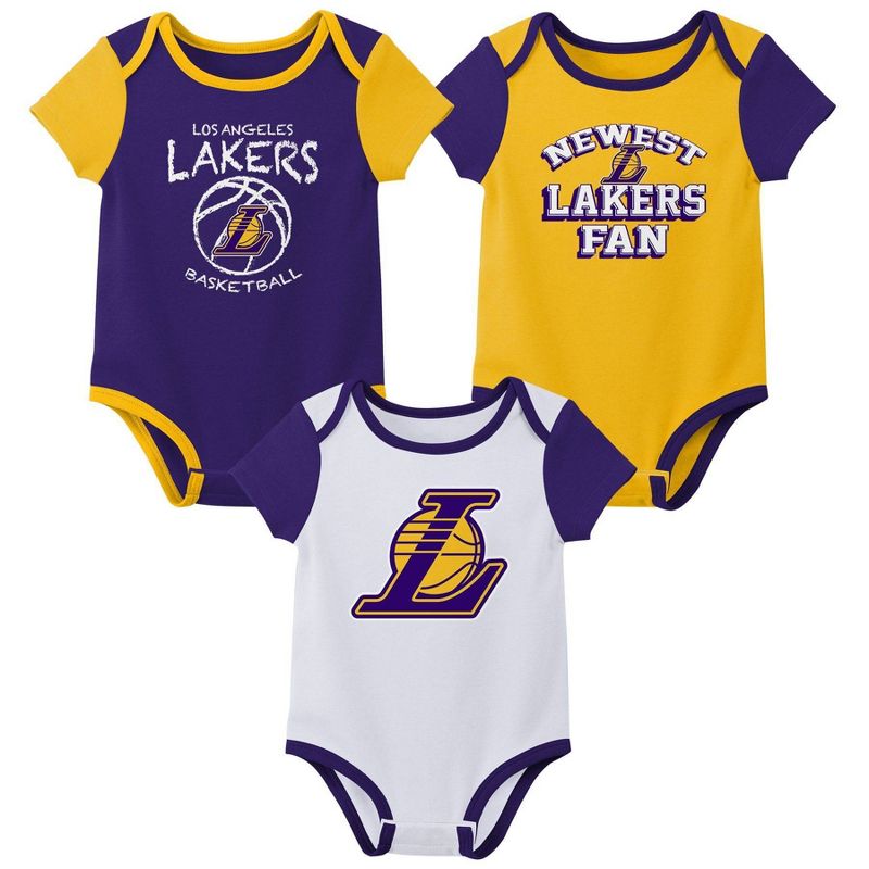 NBA Los Angeles Lakers Infant Boys&#39; 3pk Bodysuit Set, 1 of 5