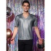 Lars Amadeus Men's Metallic Shiny Nightclub V-Neck Short Sleeve Disco T-Shirt - 3 of 4