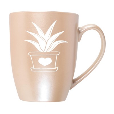 Elanze Designs Botanical Succulent Nature Coffee Cup Mug 10 Ounce Ceramic With Shimmery Metallic Finish Elegant Minimalist Aloe in Heart Planter