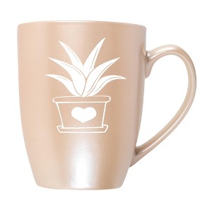 Elanze Designs Botanical Succulent Nature Coffee Cup Mug 10 Ounce Ceramic With Shimmery Metallic Finish Elegant Minimalist Aloe in Heart Planter - 1 of 4