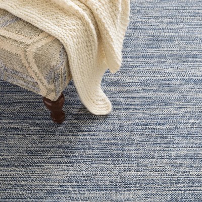 Handmade Light Blue Wool Reversible Rug 6' x 9'