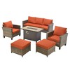 XIZZI Outdoor Sectional Sofa Set, Modular Outdoor Wicker Sofa Set with Optional Solar Table, Ottomans or Fire Pit in 6 Colors, All-Weather Design - 2 of 4