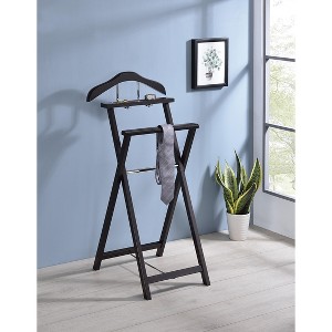 Kings Brand Furniture - Oliver Foldable Wood Suit Valet Rack Stand Organizer, Walnut - 1 of 3