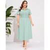 Women's Plus Size Dress Summer Button Down Smocked Midi Dress Short Sleeve Sundress - 2 of 4