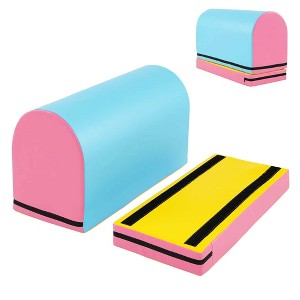 Costway Mailbox Tumbling Mat Gymnastics Vaulting Box with Detachable Mat & Carrying Handle Pink/Red - 1 of 4