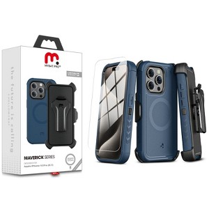 MyBat Pro Maverick Series MagSafe Case w/ Holster and Tempered Glass for Apple iPhone 15 Pro (6.1) - Grey - 1 of 4